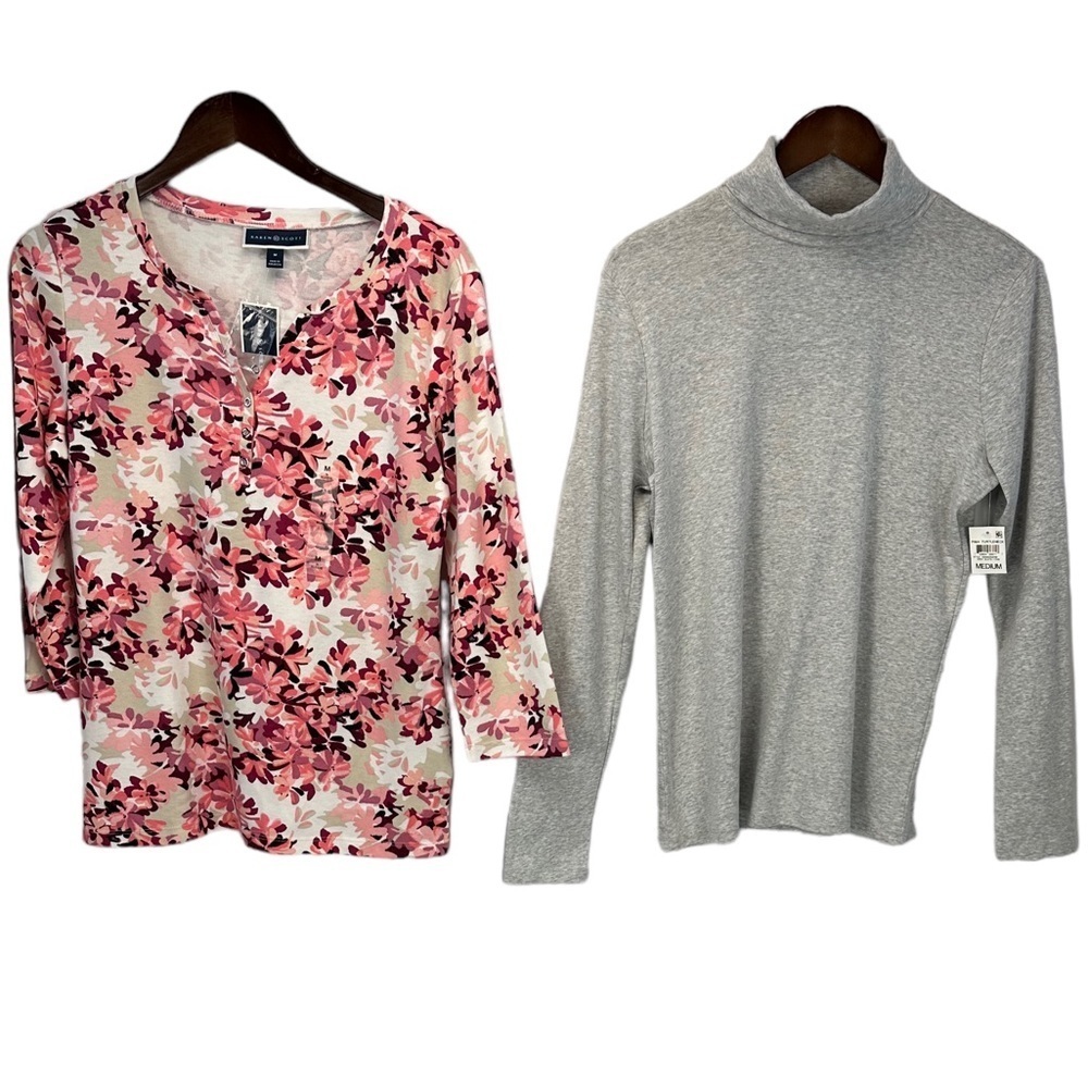 Charter Club Karen Scott Long Sleeve Tee & Turtleneck - Fall Bundle of 2- Medium